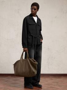 AKNOTIC Business Casual Chaqueta holgada de cuello vuelto, de ajuste relajado y de apertura frontal para hombre, adecuada para el otoño