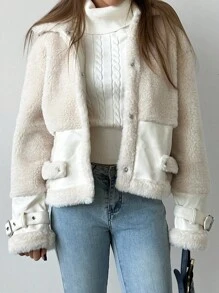 Aloruh 优雅毛领混纺长袖大衣，百搭又保暖