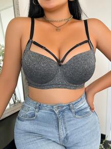 1 Stück Damen Große Größen Mode-Unterbüstenträgerbh mit Durchbruchmuster