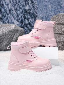 Giày bốt đi tuyết thời trang cho bé gái tuổi teen, đế chống trượt, lớp lót nhung mềm mại, ấm áp khi trời tuyết, có khóa kéo bên hông, thích hợp cho trường học và học sinh, vật dụng thiết yếu cho mùa đông - Hồng - Xem 5