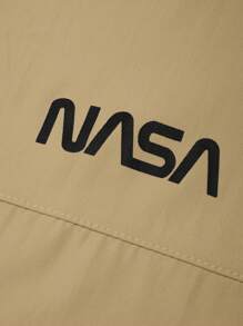 Manfinity Homme Plus Size Men's Hooded Zipper Pocket Long Sleeve Jacket Outwear - Khaki - View 4