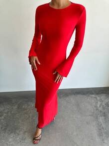 Firerie Women Elegant Solid Color Mermaid Long Dress, Autumn