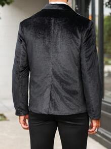 Manfinity Mode Giacca da completo elegante da uomo in velluto, monopetto con bavero a punta, di colore unito