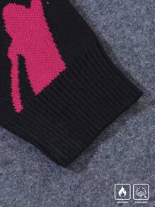Manfinity Hypemode Men's New Autumn/Winter Warm Knitted Sweater Cardigan, Versatile Casual Pullover For Layering, Stylish Graphic Pattern Outwear - Black - View 3