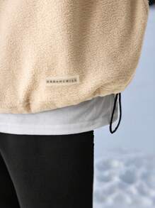 Manfinity VCAY 男士针织休闲日常宽松羊毛连帽运动衫，适合秋冬 - 杏色 - 查看 5