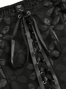 Sweetra Blusa peplum de manga abullonada, cuello cuadrado, cintura ceñida y con diseño de patchwork en jacquard