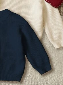 SHEIN Leap Crew 小男孩三件套休闲宽松圆领长袖毛衣，适合秋季