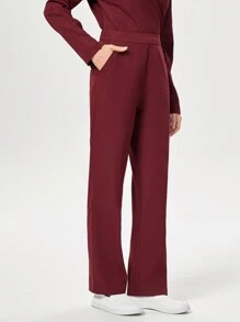 TaskEZ 2pcs Women Uniform Scrub Set, Including Long Sleeve Top And Pants, Wrinkle-Resistant, For Healthcare Workers - Burgundy - View 6