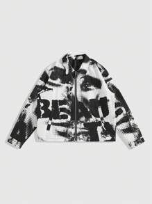 ROMWE MEN Street Life Men's Fashion Tie-Dye Print Short Bomber Jacket, Streetwear - Multicolor - View 1