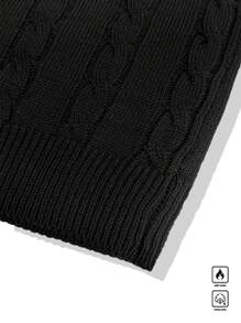 Claim Dot Men Solid Color Casual Long Sleeve Sweater, Simple Design For Everyday Wear, Christmas - Black - View 3