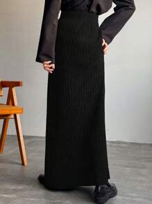 FRIFUL 女士纯色简约针织针织裙，休闲日常穿着秋冬