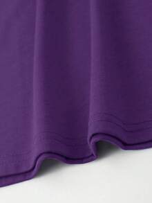 Manfinity LEGND 男士休闲街头时尚字母与星星印花短袖 T 恤，夏季 - 紫色 - 查看 3