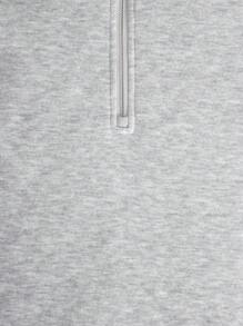 SHEIN EZwear Plus Size Loose Half-Zip High Neck Sweatshirt, Suitable For Autumn/Winter - Grey - View 5