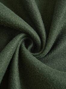 SHEIN Unity Plus Size Solid Color Peter Pan Collar Open Front Ruched A-Line Long Sleeve Dress - Army Green - View 8