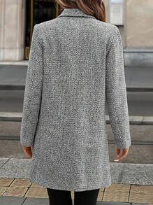 SHEIN Clasi 女士经典人字纹大衣，适合通勤、冬季