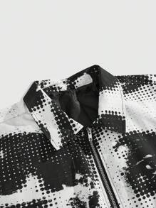 ROMWE MEN Street Life Men's Fashion Tie-Dye Print Short Bomber Jacket, Streetwear - Multicolor - View 4