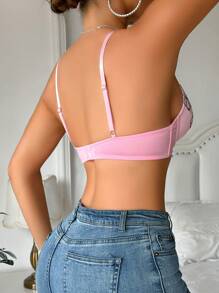 Floral Embroidery, Underwire Supportive, Lift And Cleavage Enhancing, Romantic And Cute Lingerie Bra For Women - Mauve Purple - View 2