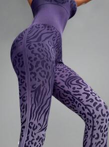 Innovista Seamless Animal Texture Ombre Athletic Sports Spaghetti Strap Jumpsuit, Tummy Control & Butt-Lifting Overall, Workout Outfits, Ombre Purple Spaghetti Strap Jumpsuit Workout, Spaghetti Strap Jumpsuits For Woman - Purple - View 5