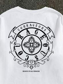 Manfinity VCAY Men Letter Graphic Print Round Neck 2 In 1 Long Sleeve Casual T-Shirt, Autumn, Fashion, Boyfriend Gift, For Going Out