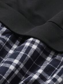 DAZY Piżama z grafiką w kratę i patchworkiem, luźna, na jesień i zimę - Czarne - Zobacz 9