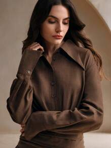 Anewsta 欧洲独特设计绒面革荷叶边下摆休闲连衣裙，配有收腰和短款荷叶边裙欧根纱女装