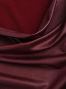 Sweetra 1pc Women Plain Sleeveless Pleated Minimalist Tank Top , Casual For Everyday Wear Y2K - Burgundy - View 4