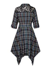 SHEIN LUNE Plus Size Christmas Plaid Asymmetrical Hem Dress - Multicolor - View 2