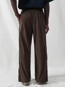 Manfinity VCAY Pantalon décontracté ample à taille élastique et jambe droite avec fente aux ourlets, jeune et - Tabac - Voir 2