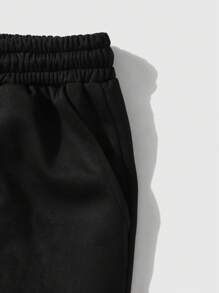 ROMWE MEN Street Life Men's Loose Cropped Sweatsuit Set, Streetwear - Black - View 6