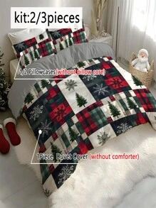 2/3pcs Christmas Bedding Sets, Santa Claus, Sleigh, Snowman, Bell, Reindeer, Pine Tree Christmas Tree Digital Print Soft Comfortable Duvet Cover Sets, Suitable For Bedroom, Guest Room, Game Room, Hotel, School Dormitory, Home Decor - Multicolor - View 6