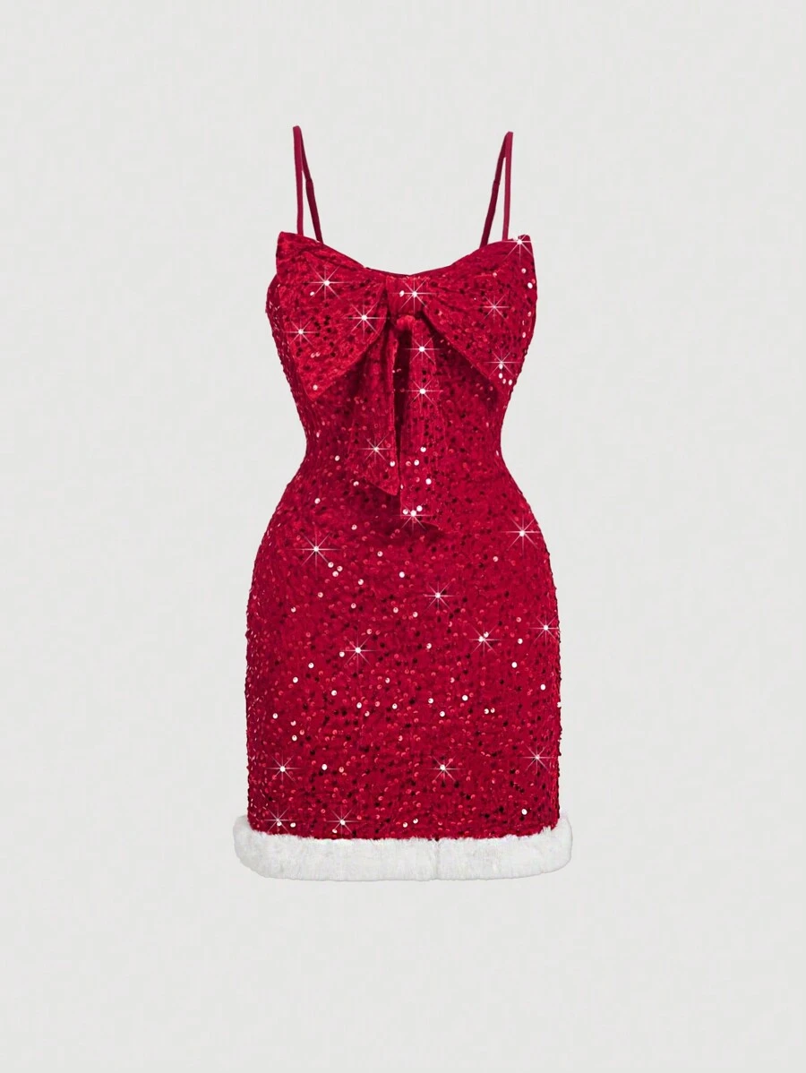 SHEIN MOD Váy đỏ đính sequin cho nữ, Váy dạ hội dự tiệc cocktail, Váy thanh lịch, Trang phục tặng quà cho phụ nữ, Năm mới, Váy dự tiệc Valentine, Váy đêm giao thừa, Năm mới, Quần áo Valentine cho phụ nữ, Váy ông già Noel, Váy đỏ - Đỏ - Xem 1