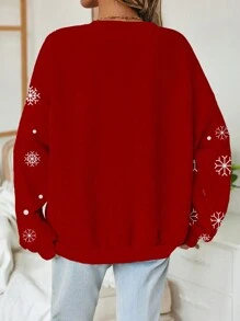 SHEIN LUNE Áo nỉ dài tay cổ tròn in họa tiết tối giản giản dị dành cho nữ, thích hợp cho mùa hè - Nhiều màu - Xem 2