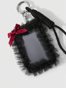 ROMWE Kawaii 1 chiếc viền ren đen phong cách Goth, dây đeo có thể điều chỉnh bằng nơ ruy băng đỏ, phụ kiện thời trang cá nhân, phù hợp cho nhân viên văn phòng, sinh viên, trang phục hàng ngày, quà tặng ngày lễ - màu đen - Xem 5