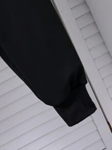 SHEIN 2 件 Tween Boy 休闲时尚牛仔拼布连帽衫和工装裤套装，适合秋冬季日常穿着 - 彩色 - 查看 6