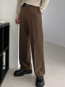 DAZY Men's Casual Solid Color Slant Pocket Straight Leg Suit Pants, Autumn