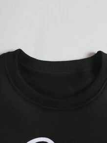Áo nỉ cổ tròn màu trơn đơn giản phù hợp với gia đình có họa tiết in chữ dành cho nam, mùa đông - màu đen - Xem 3