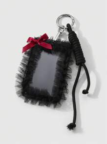 ROMWE Kawaii 1 chiếc viền ren đen phong cách Goth, dây đeo có thể điều chỉnh bằng nơ ruy băng đỏ, phụ kiện thời trang cá nhân, phù hợp cho nhân viên văn phòng, sinh viên, trang phục hàng ngày, quà tặng ngày lễ - màu đen - Xem 1