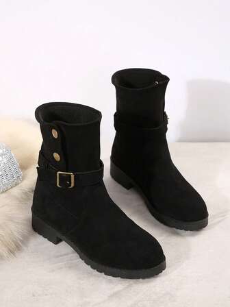 1 Pair Fashionable Casual Versatile Outdoor Short Ankle Boots For Teenagers, Autumn/Winter