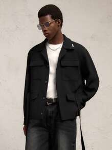 AKNOTIC Business Casual Chaqueta holgada de cuello vuelto, de ajuste relajado y de apertura frontal para hombre, adecuada para el otoño