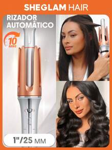 SHEGLAM HAIR It-Curl Rizador instantáneo de un solo toque Rizador automático, Rizador de cabello automático, Rizador de cabello automático de 25 mm con 3 temperaturas, Calentamiento rápido y rotación de 2 vías, Apagado automático, Varita rizadora giratoria anti-escaldaduras y anti-enredos, Rizador instantáneo táctil para peinar el cabello constituir playa y2k viajar cámping Escuela cosplay Regalo Campus moda