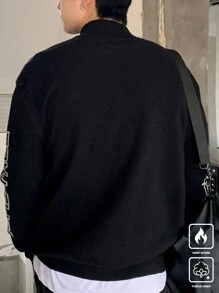 Claim Dot Herren Buchstaben Muster Reißverschluss Stehkragen Lässig Strickjacke, Herbst/Winter