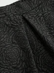 Celure Plus Size Fashion Jacquard Textured Flare Skirt Maxi - Black - View 4