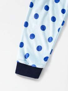 Bộ đồ ngủ dài tay in hình quái vật dễ thương thoải mái cho bé trai 2 món - Màu xanh lam - Xem 4