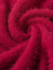 SHEIN LUNE Plus Size Women Solid Color Crew Neck Long Sleeve Casual Sweater For Autumn/Winter Knit Pullover Fall Sweater - Red - View 5