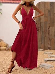 Breezaya 裹背露背度假休闲装 - 现代休闲连衣裙 - 酒紅色 - 查看 4