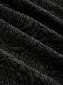 Celure Plus Size Fashion Jacquard Textured Flare Skirt Maxi - Black - View 3