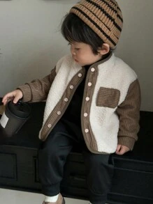 Baby Boy Warm & Cozy Plus Fleece Thick Zip-Up Jacket, Winter - Apricot - View 5