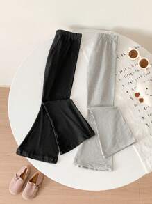 SHEIN Young Girl 2pcs Knit Flared Leggings Set For Spring And Autumn - Multicolor - View 5