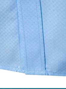 Manfinity Mode 1 件纯色纽扣领长袖商务/通勤衬衫 - 淺藍色 - 查看 6