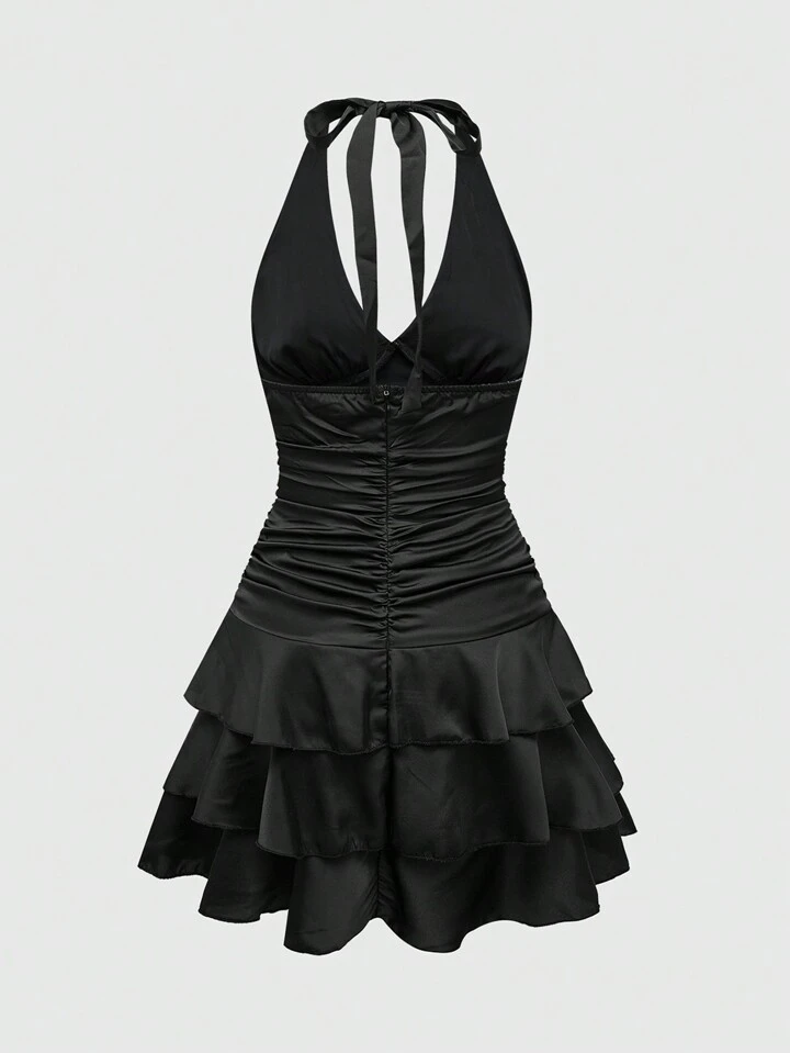 backless jacquemus dress Black Halter Mini Dress by Likely
